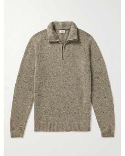 Hartford Trucker Donegal Wool-blend Half-zip Sweater - Natural