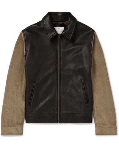 Kingsman Argylle Corduroy And Full-grain Leather Jacket - Black