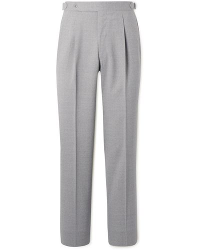 STÒFFA Tapered Pleated Wool Pants - Gray