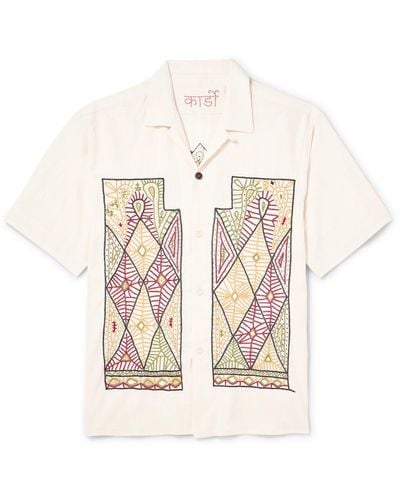 Kardo Craft Ayo Convertible-collar Embroidered Cotton Shirt - White