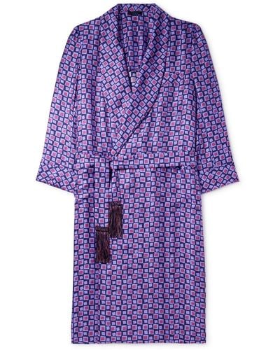 Charvet Belted Printed Silk-twill Robe - Purple