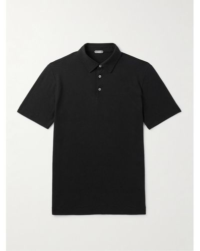 Incotex Zanone Slim-fit Icecotton-jersey Polo Shirt - Black