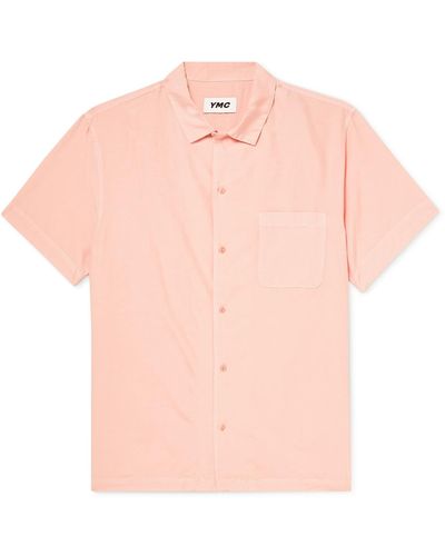 YMC Malick Camp-collar Cotton And Silk-blend Shirt - Pink