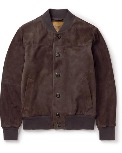 Tod's Suede Bomber Jacket - Brown