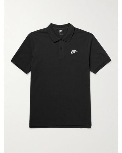 Nike Polo in cotone piqué con logo ricamato - Nero