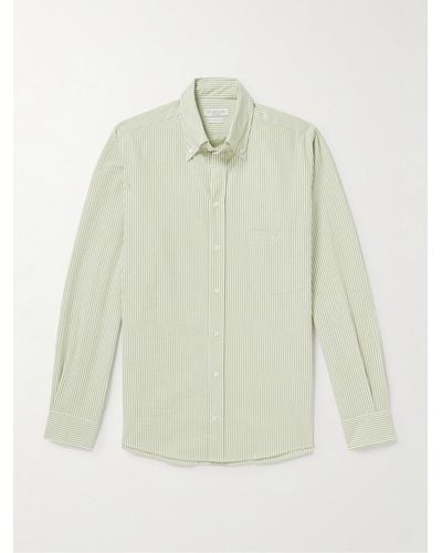 Richard James Button-down Collar Striped Cotton Shirt - White