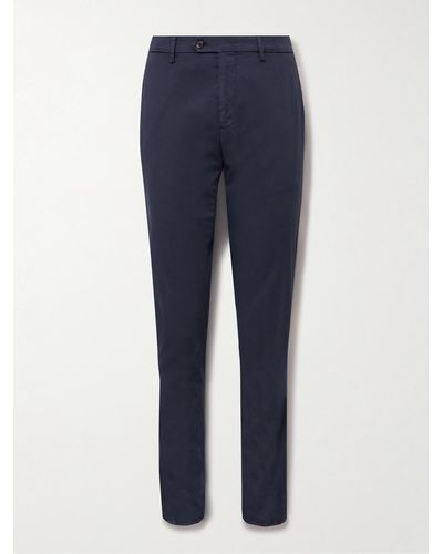 Lardini Slim-fit Straight-leg Cotton-blend Trousers - Blue