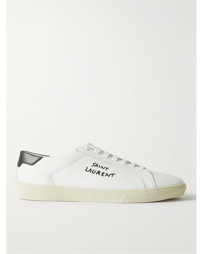 Saint Laurent Court Classic Logo-embroidered Leather Trainers - Natural