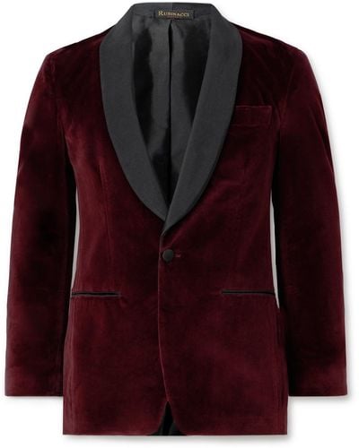 Rubinacci Slim-fit Shawl-collar Cotton-velvet Tuxedo Jacket - Red