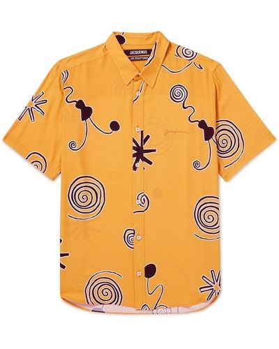 Jacquemus Melo Logo-embroidered Printed Crepe Shirt - Orange