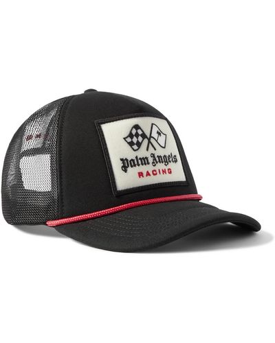 Palm Angels Racing Logo-appliquéd Cotton-blend Twill And Mesh Cap - Black