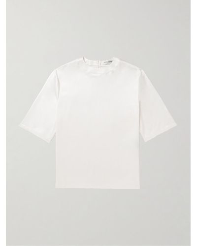 Saint Laurent T-Shirt aus Seidensatin - Weiß