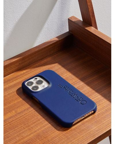 Off-White c/o Virgil Abloh Logo-debossed Faux Leather Iphone 14 Pro Case - Blue