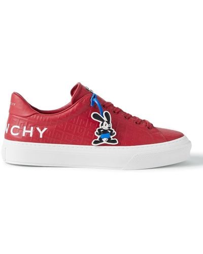 Givenchy Disney Oswald City Sport Debossed Leather Sneakers - Red