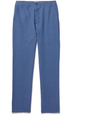 Oliver Spencer Straight-leg Linen And Cotton-blend Drawstring Pants - Blue