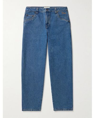 Dime Schmal zulaufende Jeans mit Logostickerei - Blau