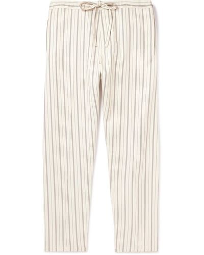Umit Benan Julian Straight-leg Striped Silk - White