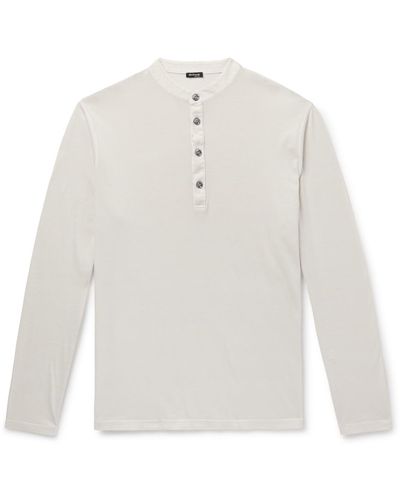 Kiton Cotton And Cashmere-blend Jersey Henley T-shirt - White