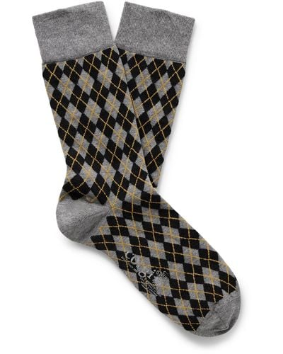 Kingsman Argylle Cotton And Nylon-blend Socks - Black