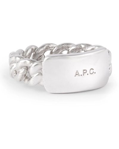 A.P.C. Darwin Logo-engraved Silver-coated Ring - Metallic