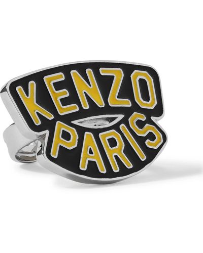 KENZO Adjustable Silver-tone And Enamel Ring - Black