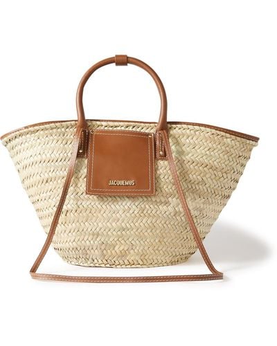 Jacquemus Leather-trimmed Raffia Tote Bag - Natural