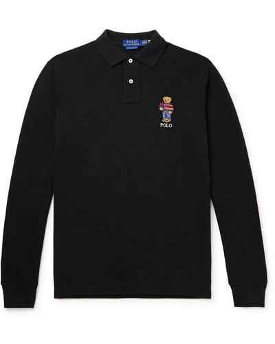 Polo Ralph Lauren Logo-embroidered Cotton-piqué Polo Shirt - Black