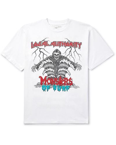 Local Authority Monsters Of Surf Logo-print Cotton-jersey T-shirt - White