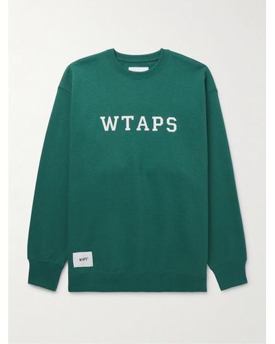 WTAPS Logo-appliquéd Cotton-jersey Sweatshirt - Green
