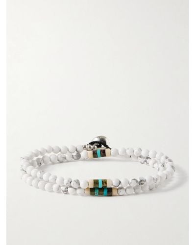 Mikia Silver Multi-stone Beaded Wrap Bracelet - White