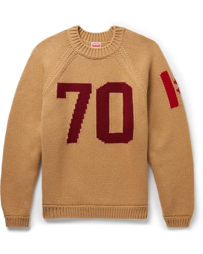 KENZO Logo-jacquard Wool Sweater - Brown