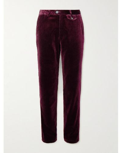 Oliver Spencer Fishtail Slim-fit Cotton-velvet Suit Trousers - Purple
