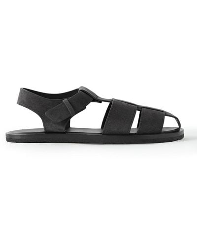 The Row Fisherman Suede Sandals - Black