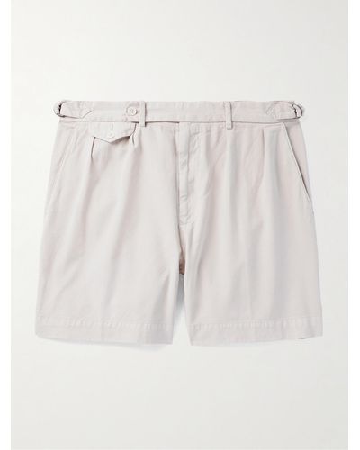 Polo Ralph Lauren Straight-leg Pleated Cotton-twill Shorts - Natural