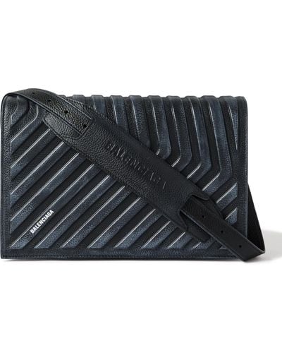 Balenciaga Distressed Full-grain Leather Messenger Bag - Black