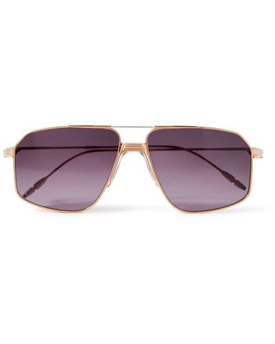 Jacques Marie Mage Jagger Aviator-style Gold- And Silver-tone Sunglasses - Purple