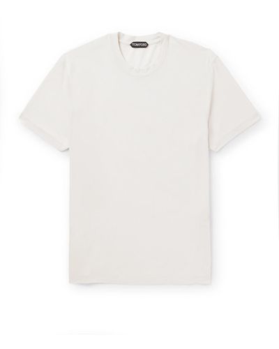 Tom Ford Slim-fit Lyocell And Cotton-blend Jersey T-shirt - White