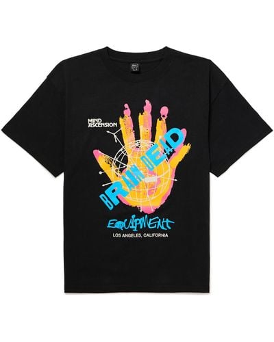 Brain Dead Equipment Mind Hand Printed Cotton-jersey T-shirt - Black