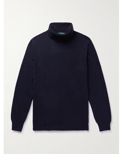 Incotex Pullover slim-fit a collo alto in misto lana vergine e cashmere - Blu