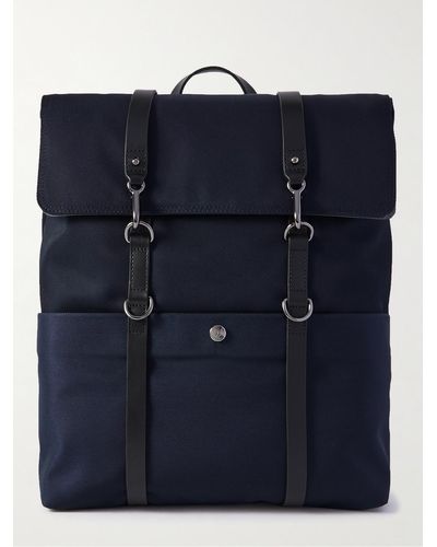 Mismo M/s Leather-trimmed Ballistic Nylon Backpack - Blue