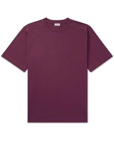 Burberry Logo-embroidered Cotton-jersey T-shirt - Purple