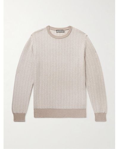 Canali Textured-knit Cotton-blend Jumper - White