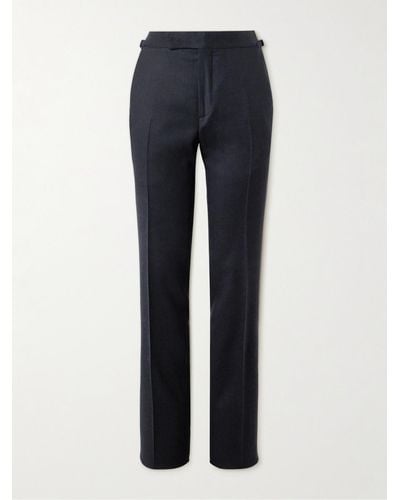 Tom Ford Straight-leg Wool-blend Suit Trousers - Blue