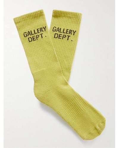 GALLERY DEPT. Clean Logo-jacquard Ribbed Recycled Cotton-blend Socks - Yellow