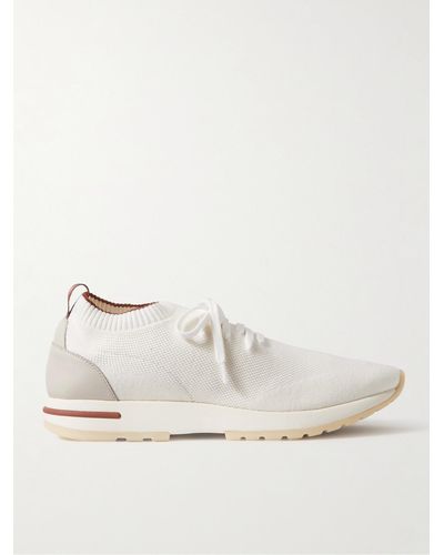 Loro Piana 360 Flexy Leather-trimmed Knitted Wish® Wool Trainers - Natural