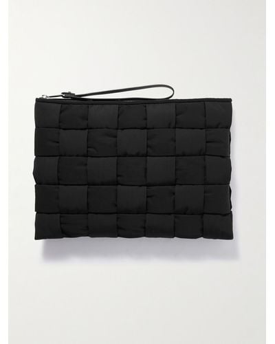 Bottega Veneta Pochette in shell con motivo Intrecciato Cassette - Nero