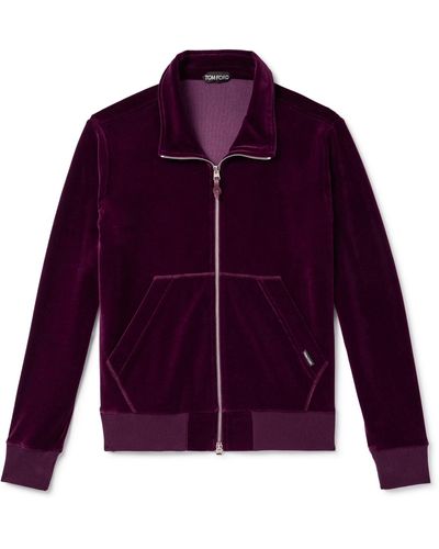 Tom Ford Cotton-blend Velour Track Jacket - Purple