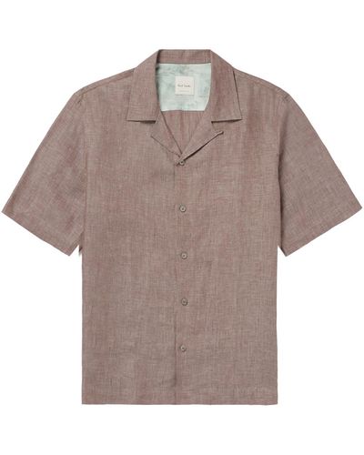 Paul Smith Convertible-collar Linen Shirt - Gray