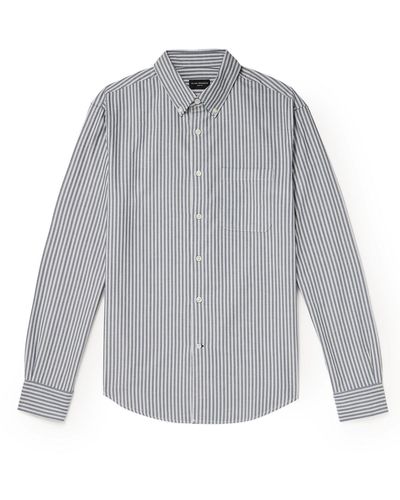 Club Monaco Button-down Collar Striped Cotton-poplin Shirt - Gray