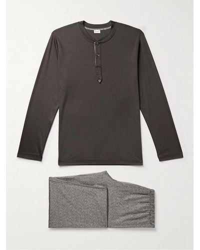 Zimmerli of Switzerland Sea Island Cotton And Silk-blend Jersey Pyjama Set - Grey